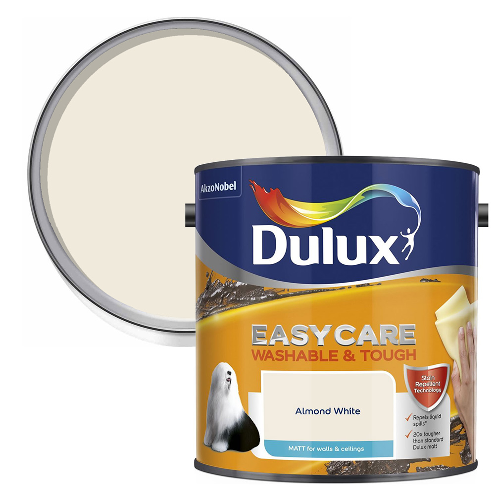 Dulux Easycare Washable & Tough Almond White Matt Emulsion Paint 2.5L Image 1