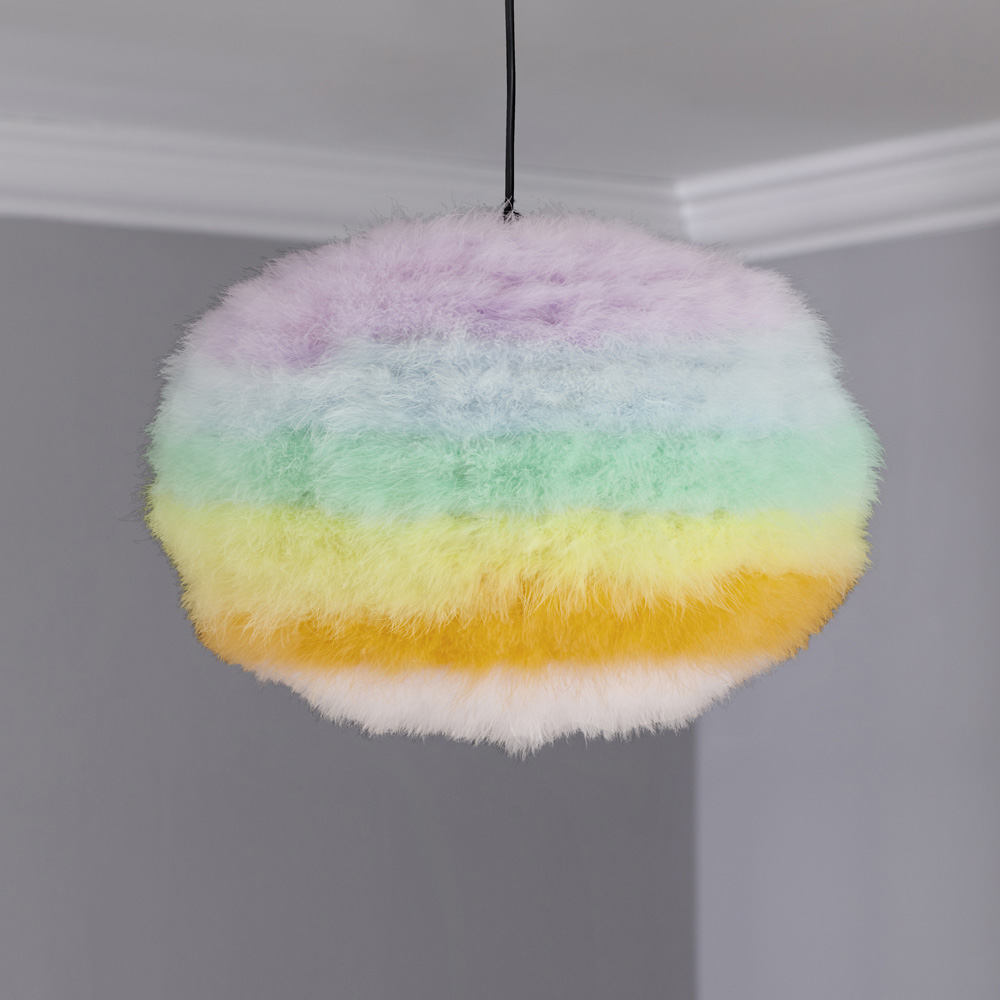 Wilko Rainbow Faux Feather Large Pendant Shade Image 2