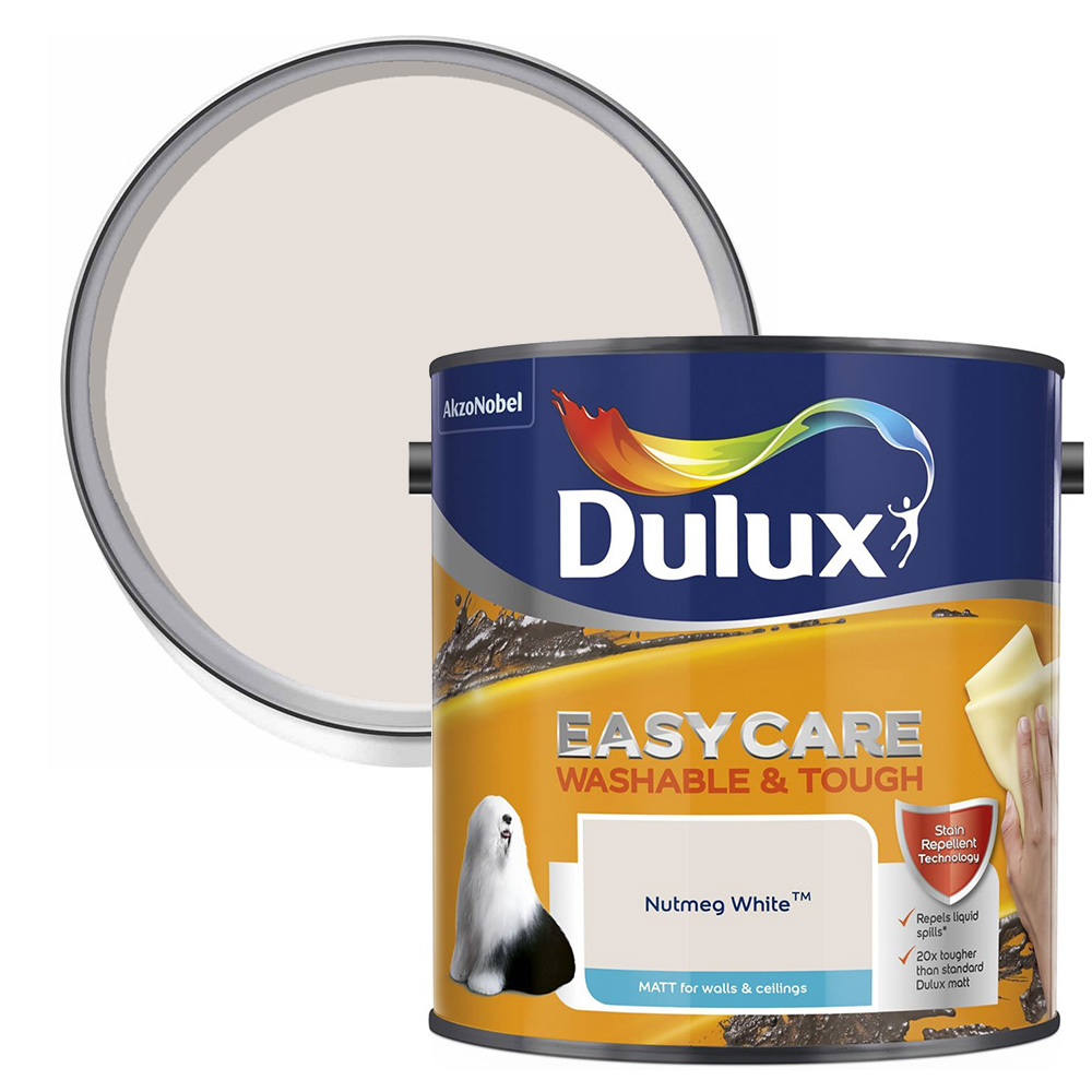 Dulux Easycare Washable & Tough Nutmeg White Matt Emulsion Paint 2.5L Image 1