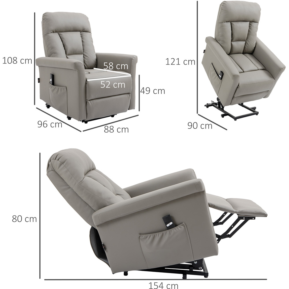 Portland Light Grey PU Leather Power Lift Recliner Chair with Remote Image 7