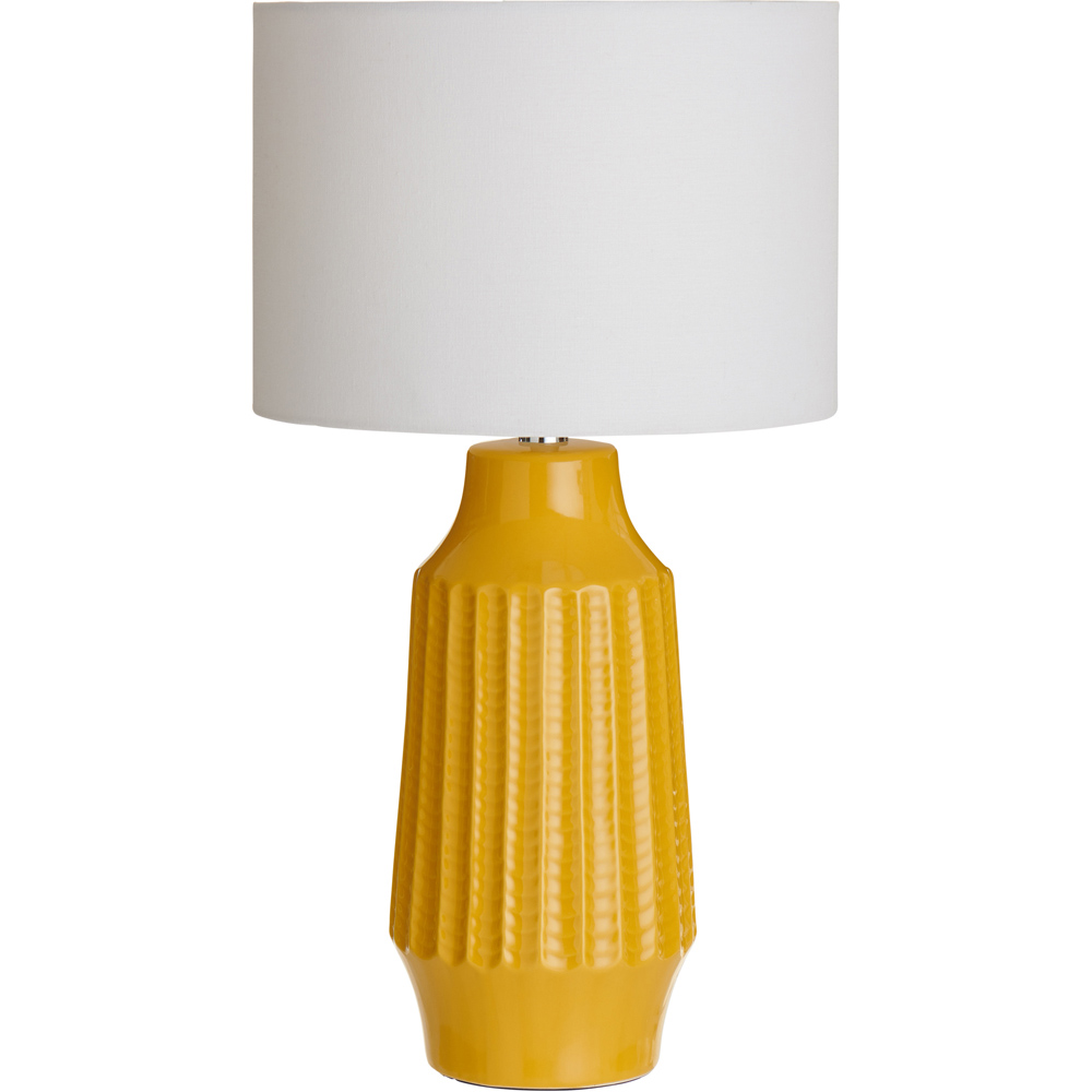 Wilko Ochre Ceramic Knit Base Table Lamp Image 1