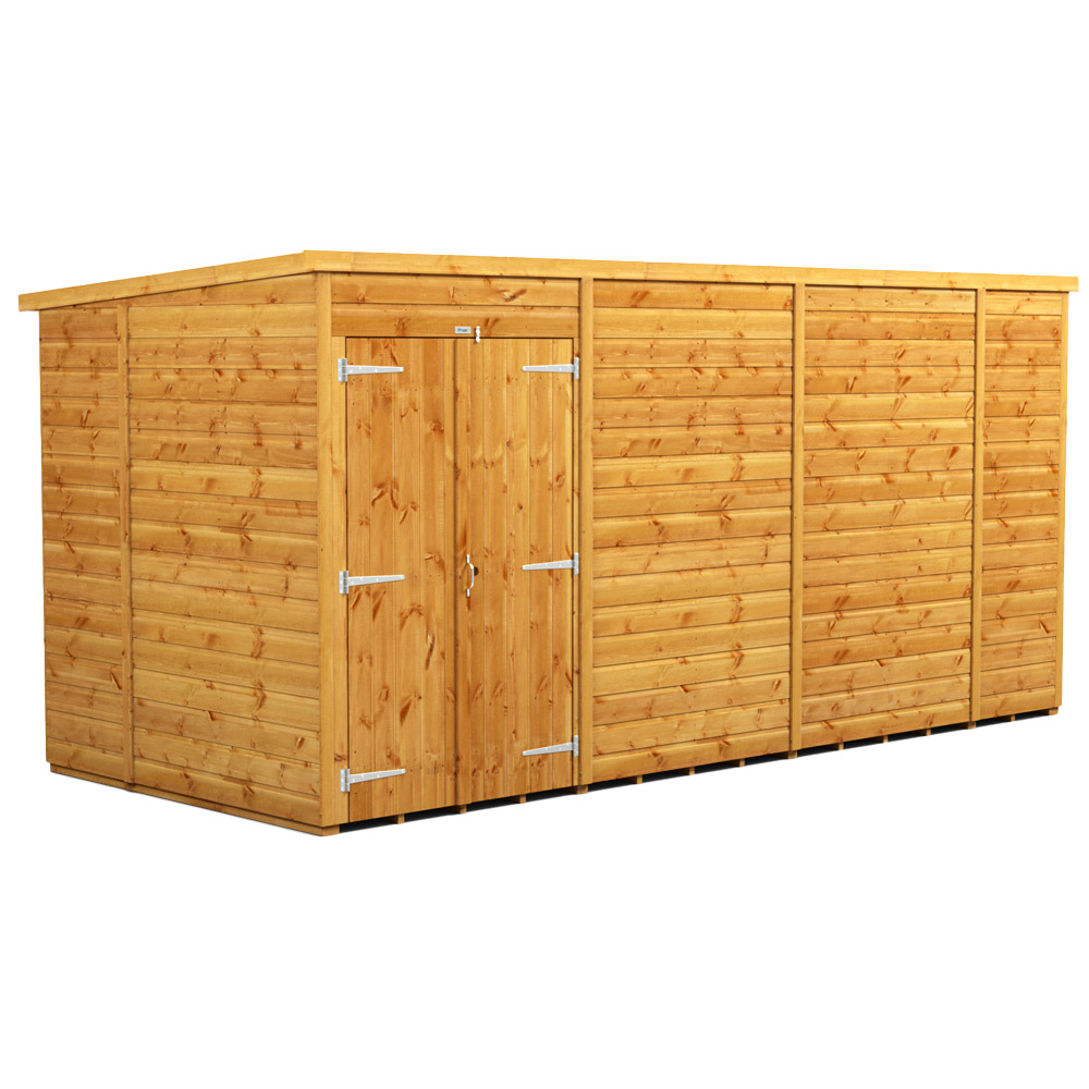 Power Sheds 14 x 6ft Double Door Pent Wooden Shed Image 1