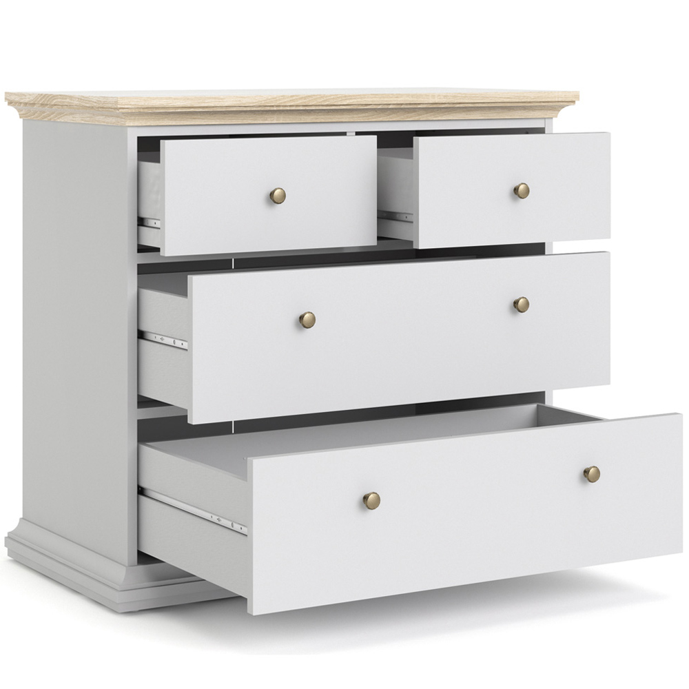 Florence Paris 4 Drawer White and Oak Chest of Drawers Image 4