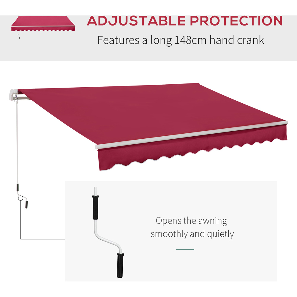 Outsunny Red Manual Retractable Awning 3.5 x 2.5m Image 6