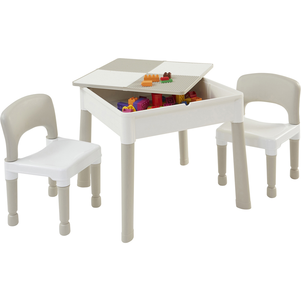 Liberty House Toys Kids 5-in-1 Grey and White Activity Table and 2 Chairs Set Image 4