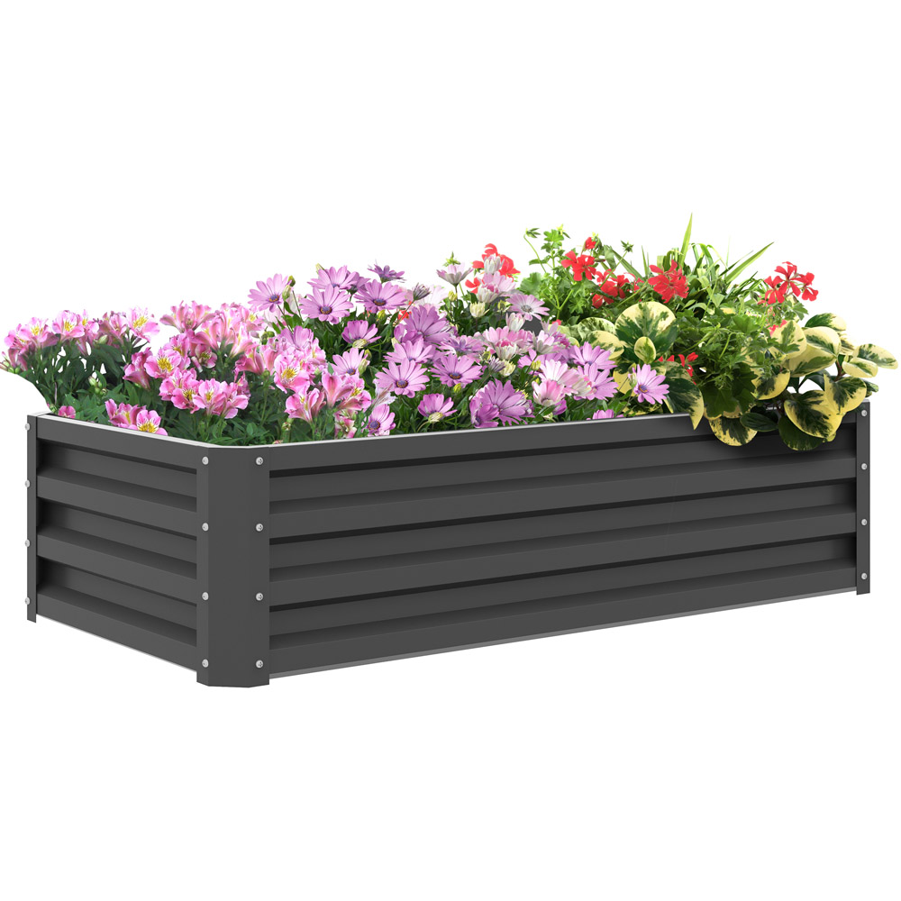 Outsunny Light Grey Raised Garden Bed Elevated Planter Box for Flowers Image 1