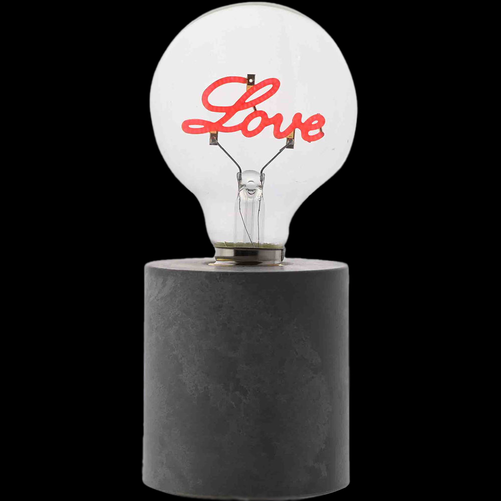 The Christmas Gift Co Grey Love Slogan Table Light Image 1