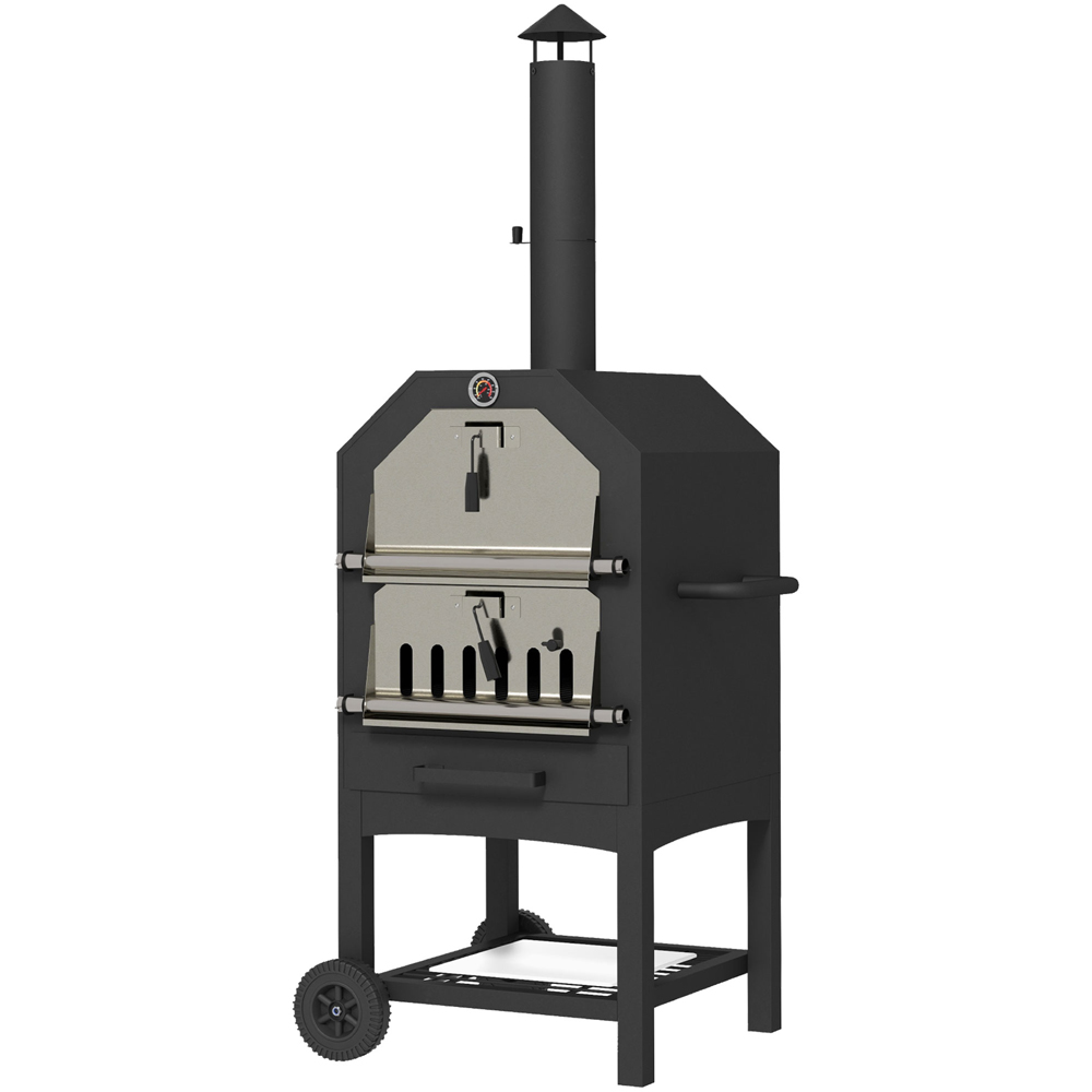 Outsunny Black 3 Tier Outdoor Pizza Oven Image 1