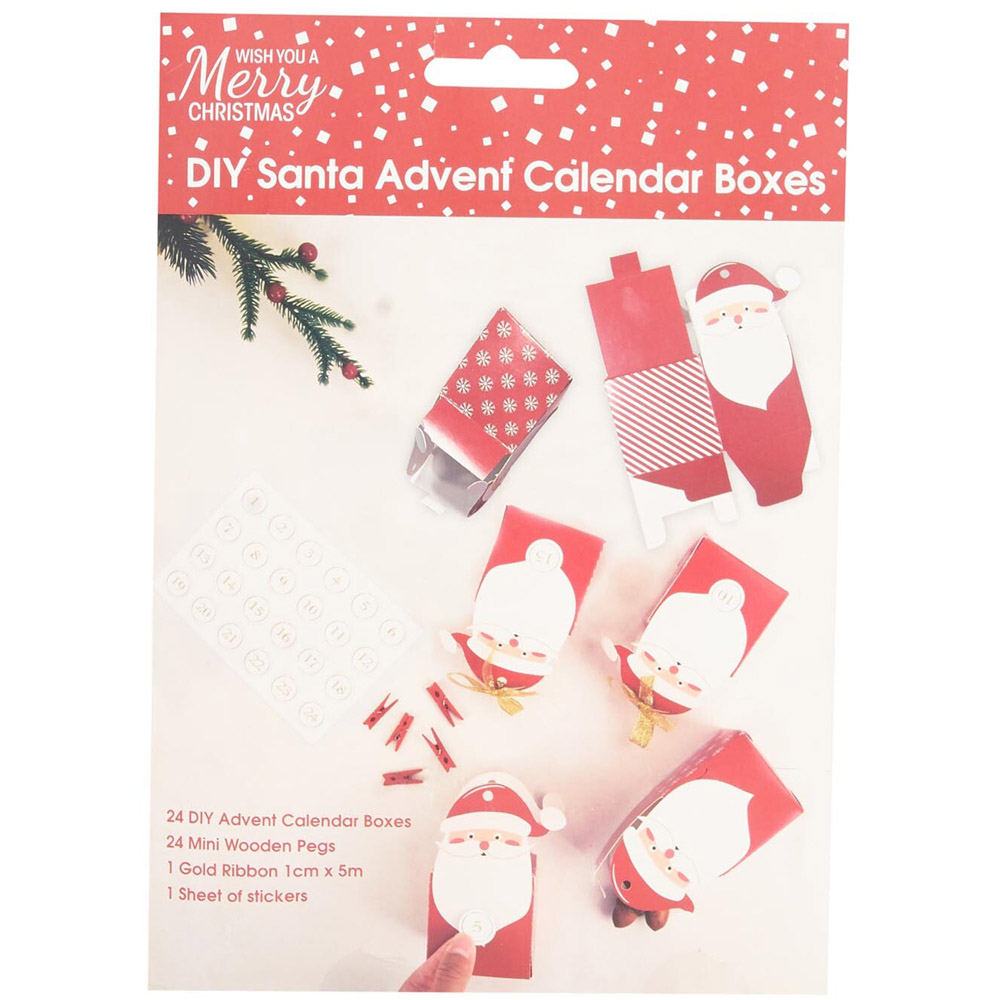 Make Your Own Red Festive Pattern Advent Calendar Box Kit Image 2