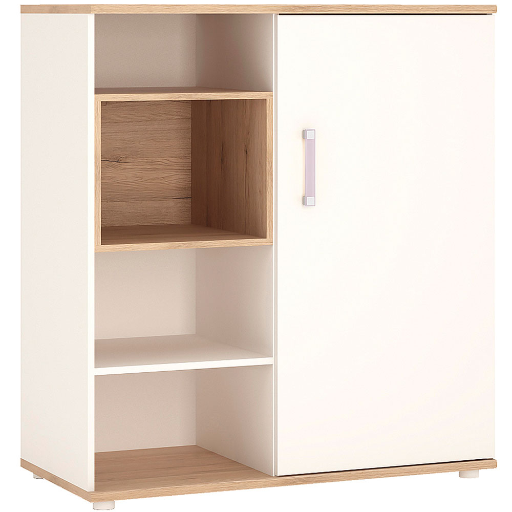 Florence 4KIDS Sliding Door Low Cabinet with Shelves and Lilac Handle Image 2