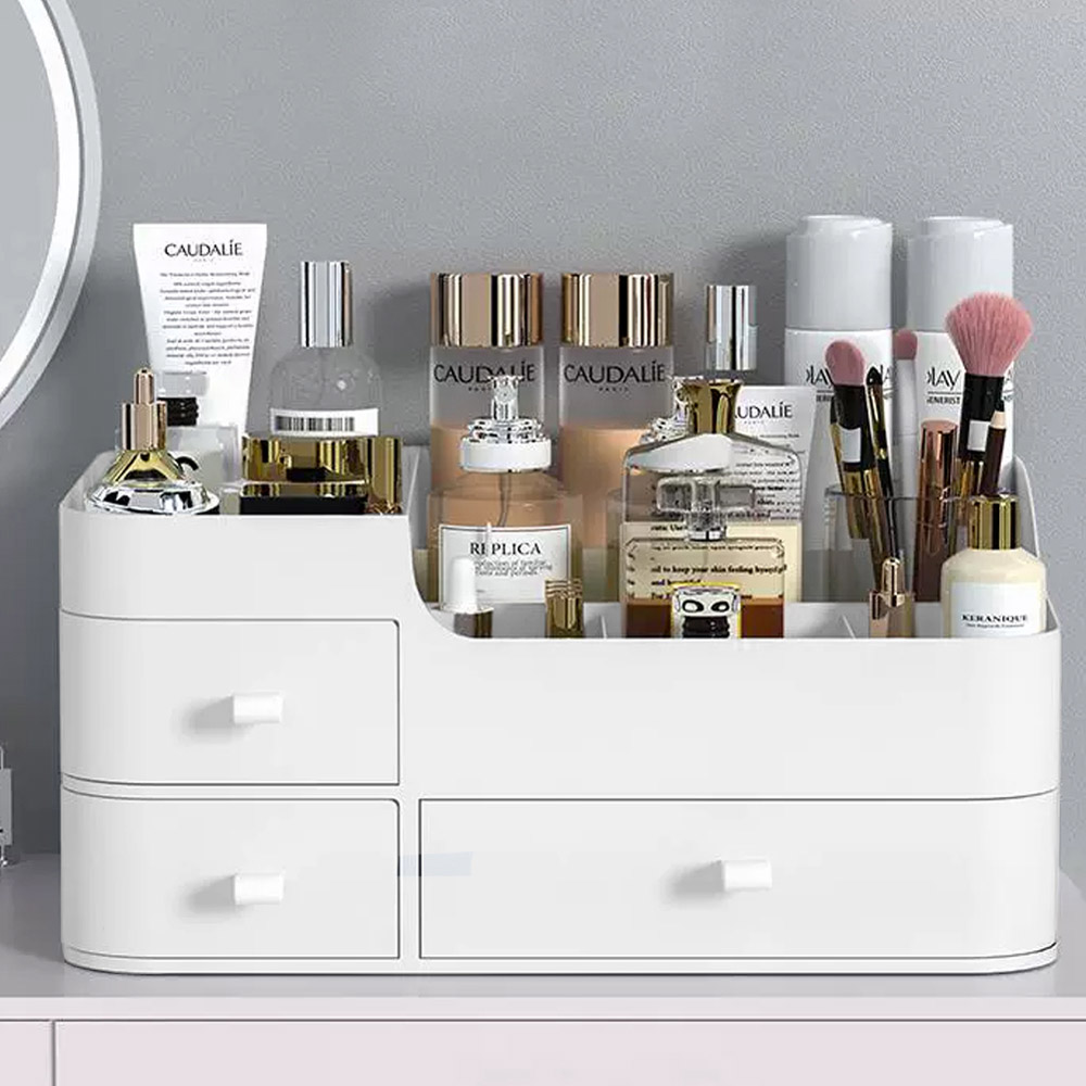 Living and Home White Large Makeup Organiser Storage Drawer Image 6