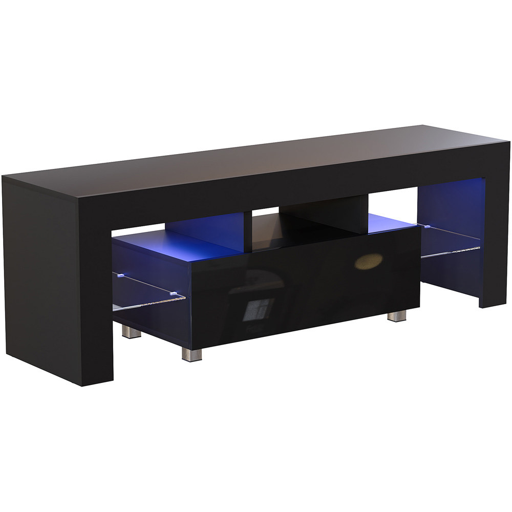 Vida Designs Luna Single Drawer Black TV Unit with LED Image 2