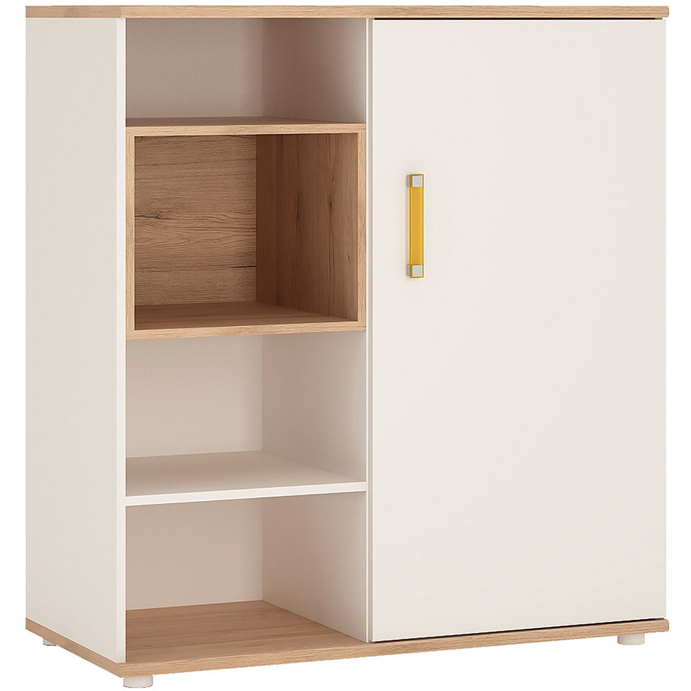 Florence 4KIDS Sliding Door Low Cabinet with Shelves and Orange Handle Image 2