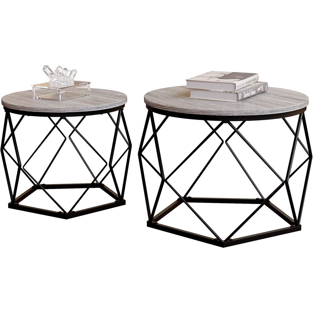 Vida Designs Brooklyn Grey Nest of Geometric Tables Set of 2 Image 2