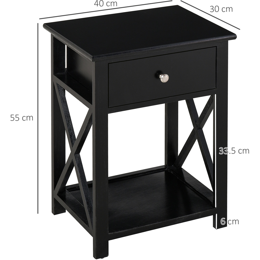 Portland Black Single Drawer Traditional Accent Side Table Image 8