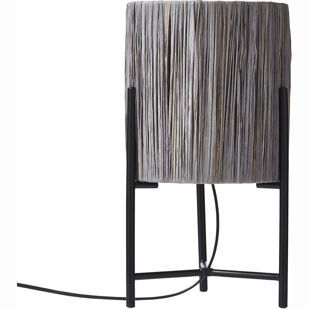 The Lighting and Interiors Grey Raffia Woven Table Lamp Image 1