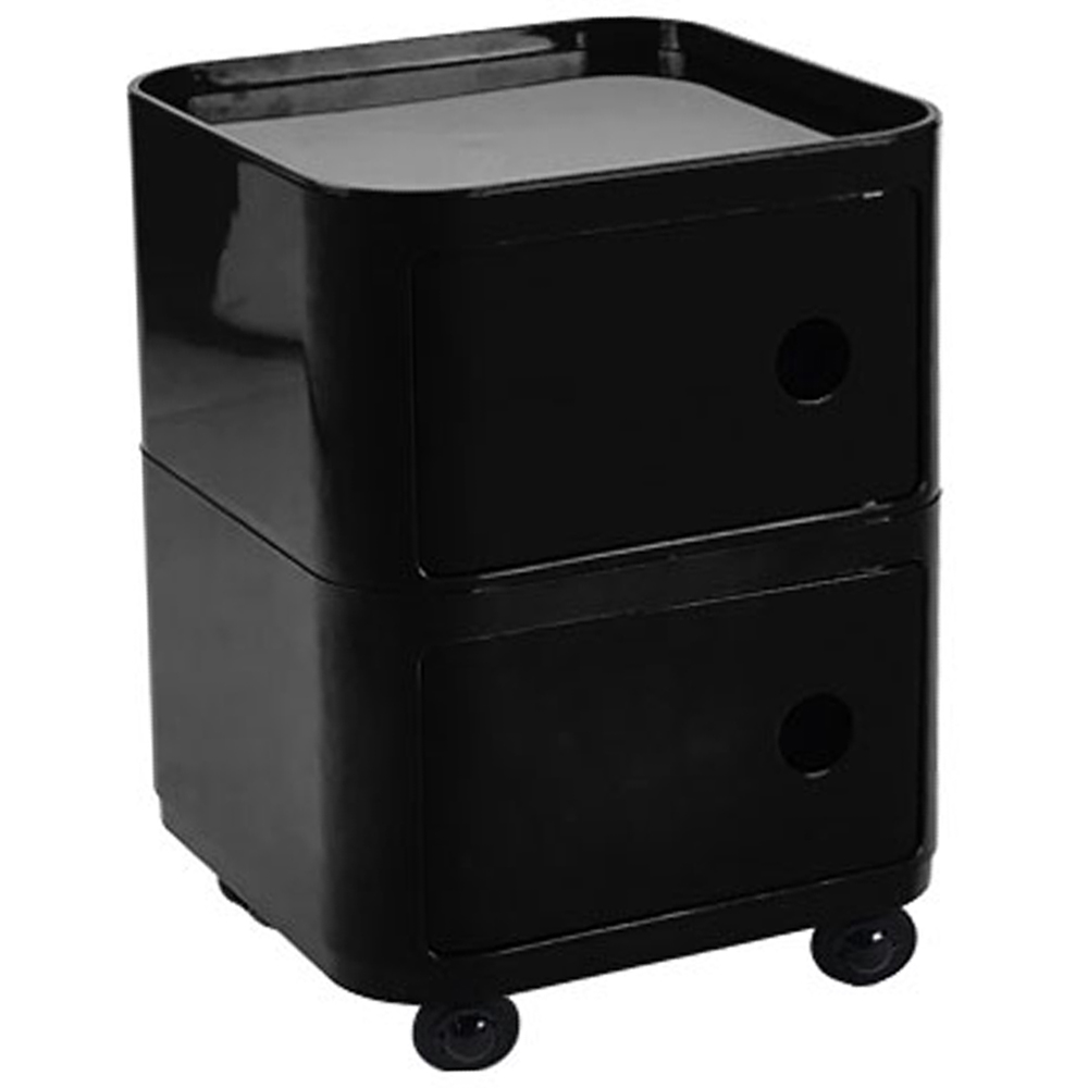 Living and Home 2 Tier Black Square Plastic Storage Drawer Image 1