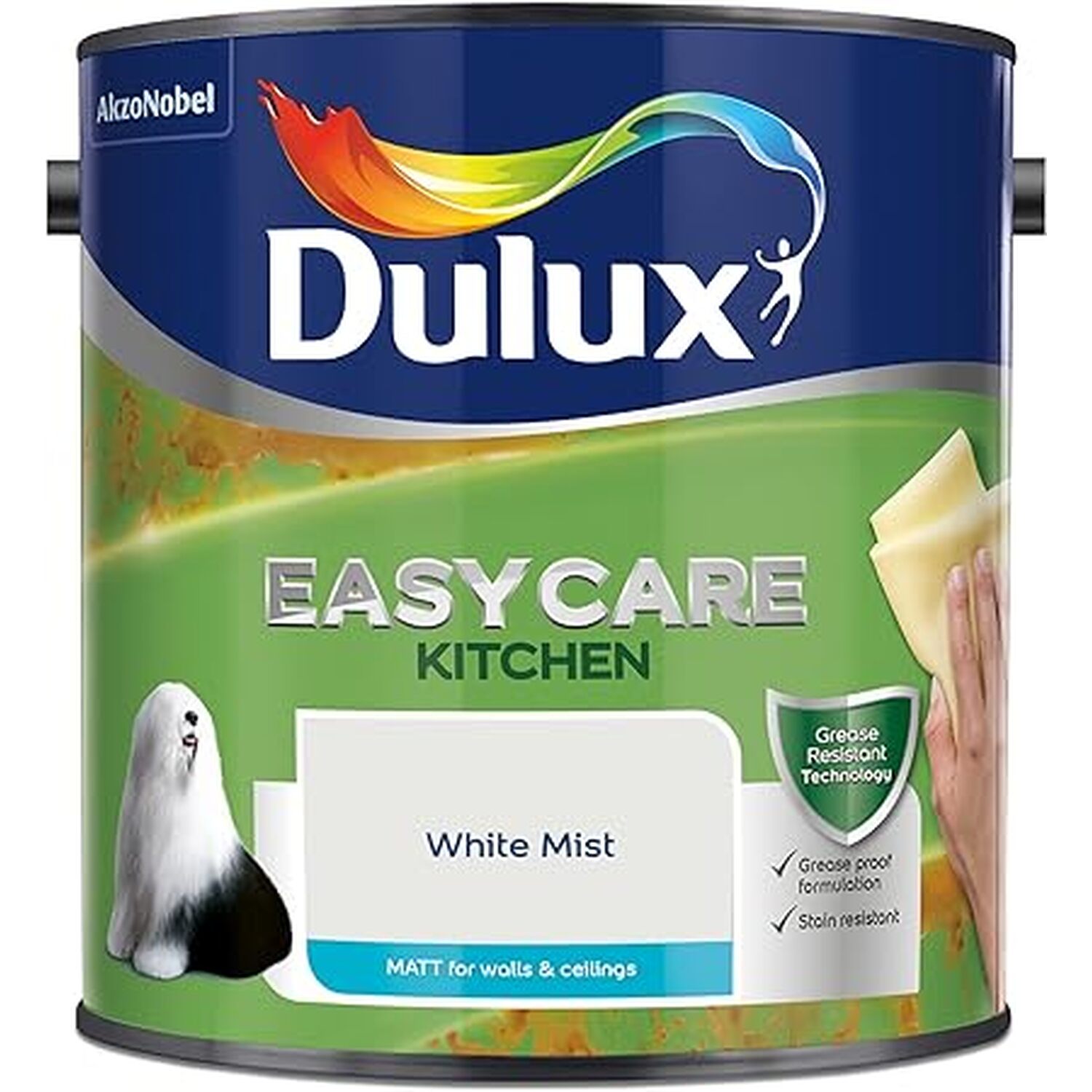 Dulux Easycare Kitchen White Mist Matt Emulsion Paint 2.5L Image 2