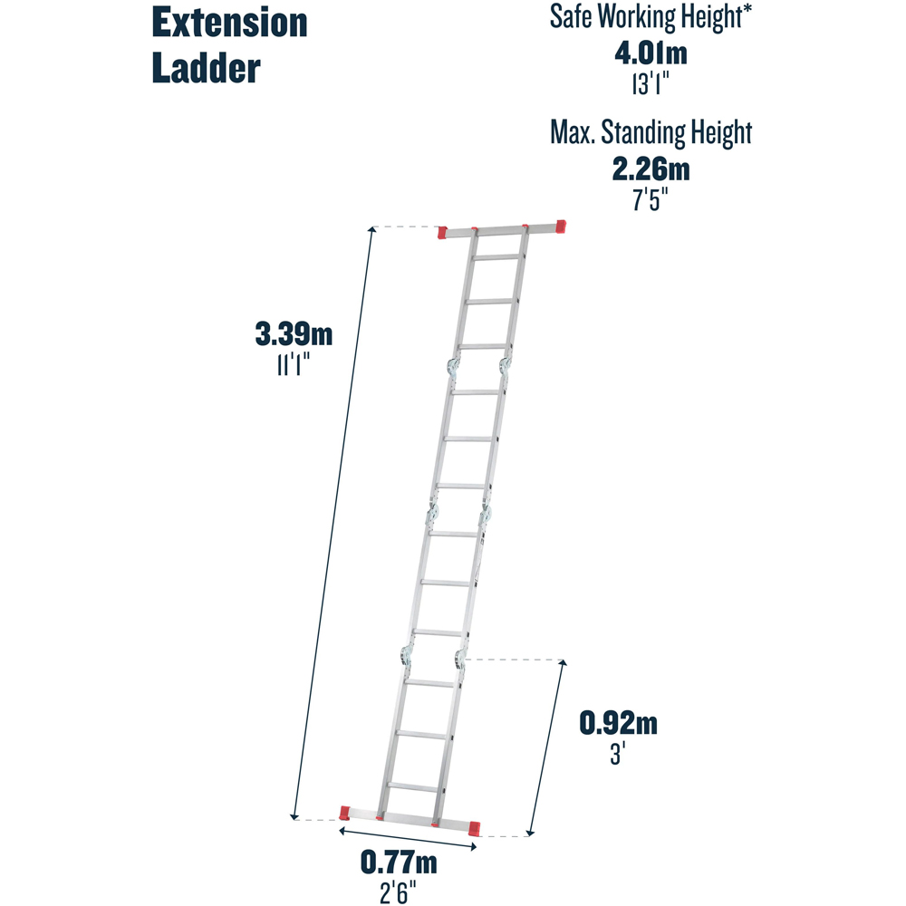 Werner 12 Way Combination Ladder with Platform 3.39m Image 7