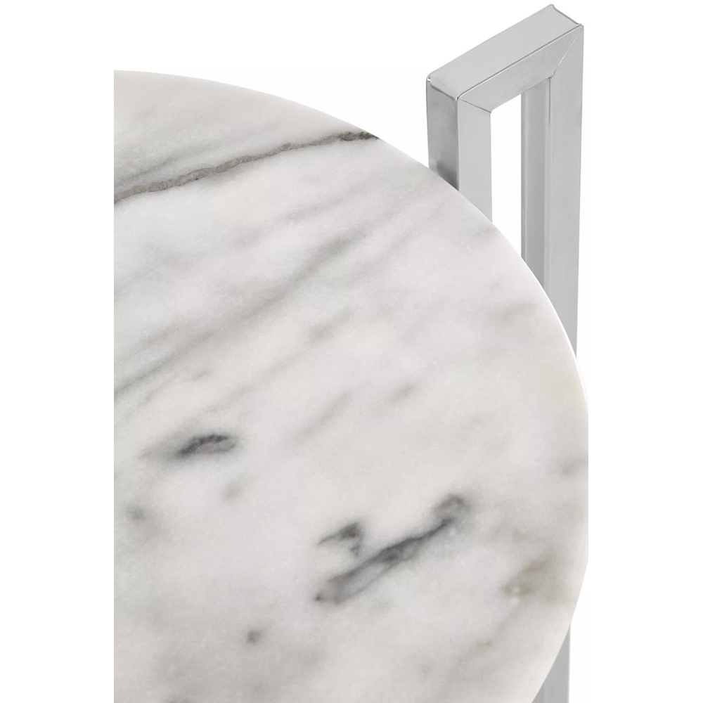 Premier Housewares White Marble Side Table with Chrome Base Image 5