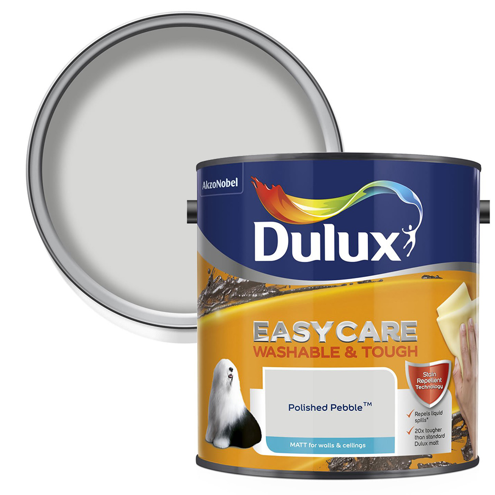 Dulux Easycare Washable & Tough Polished Pebble Matt Emulsion Paint 2.5L Image 1