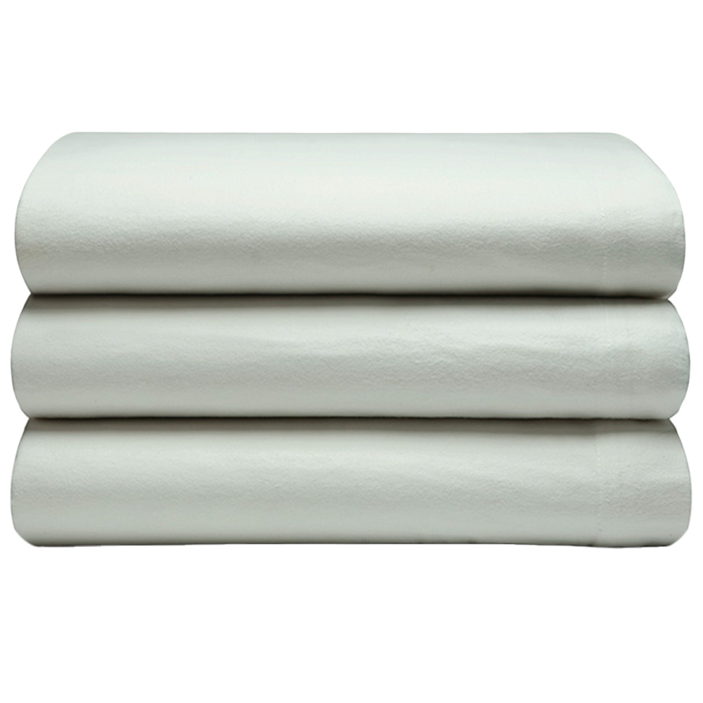 Serene King Size Apple Green Brushed Cotton Flat Bed Sheet Image 1