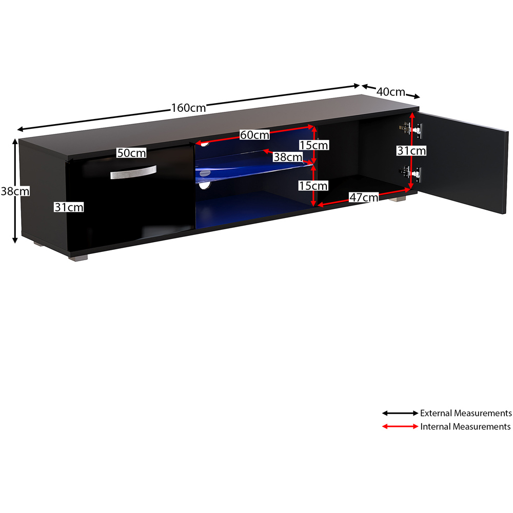 Vida Designs Cosmo 2 Door 2 Shelf Black Large TV Unit with LED Image 9