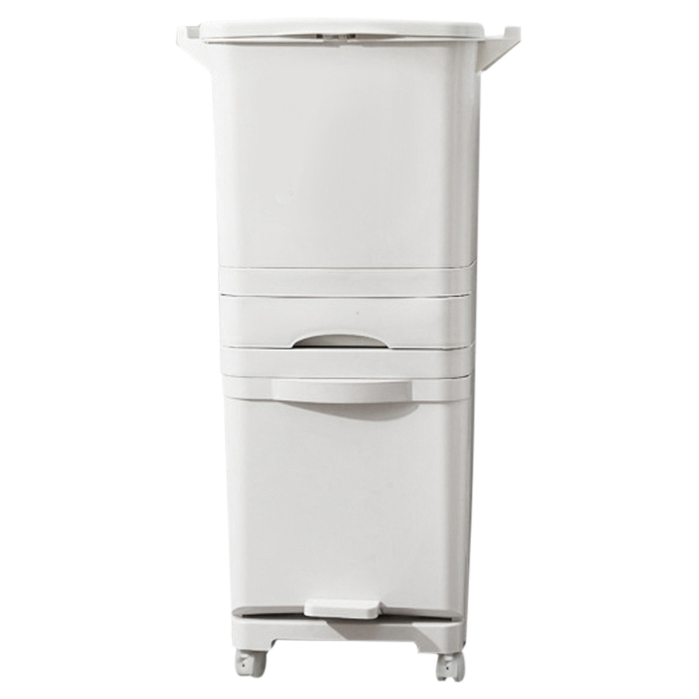 Living And Home WH0973 White Plastic 2 Compartment Pedal Recycling Waste Bin 42L Image 3