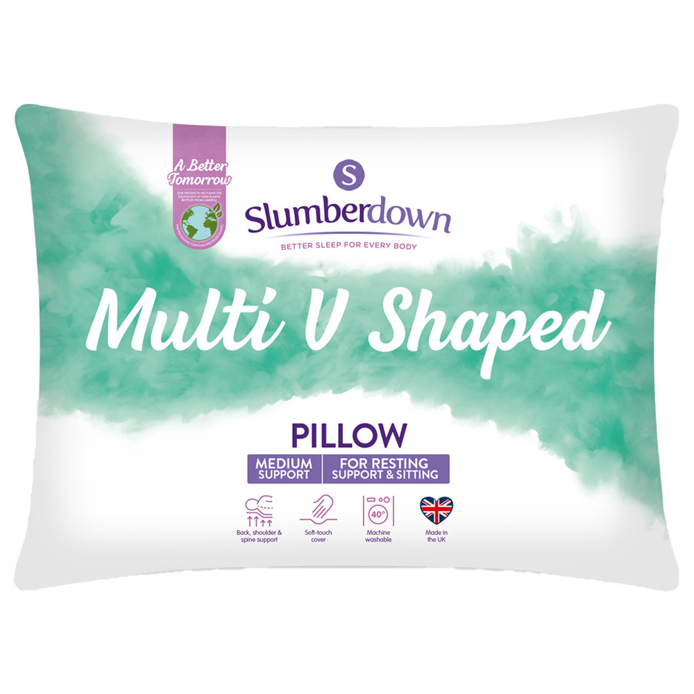 Slumberdown White V Shaped Pillow with Pillowcase Image 1