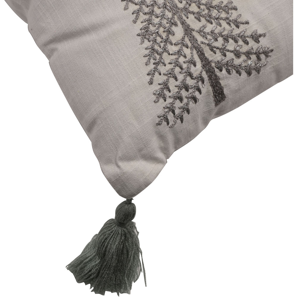 The Christmas Gift Co White Rectangle Tree Cushion with Tassles Image 3