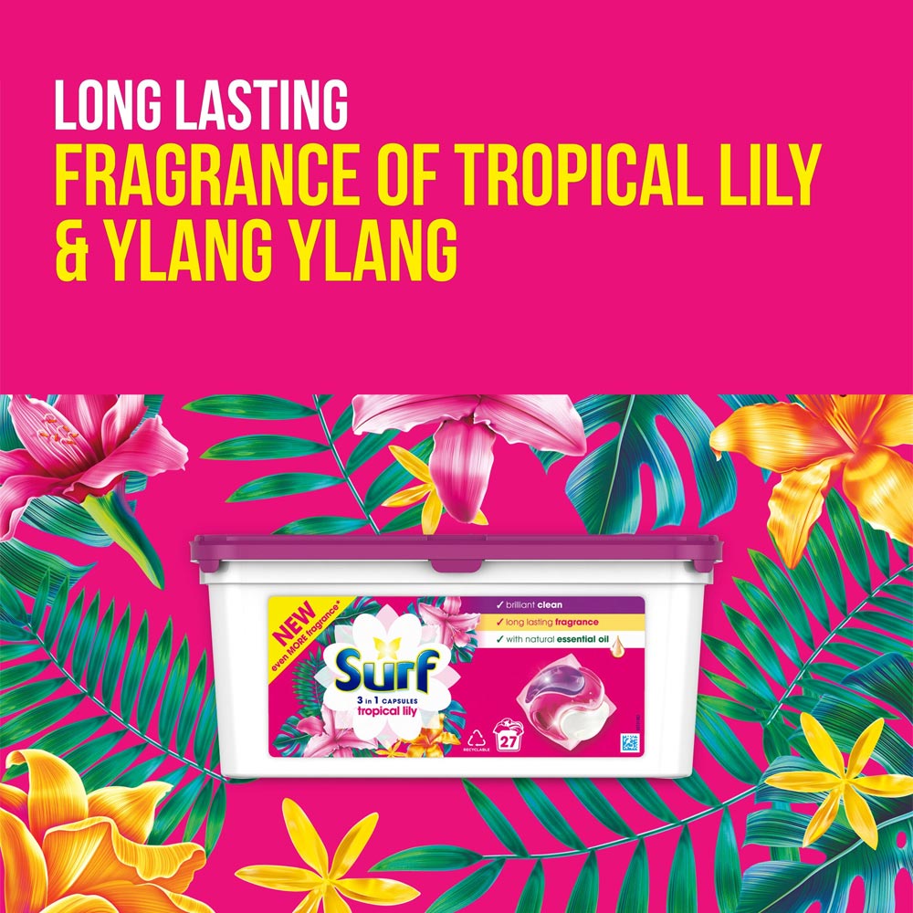 Surf 3 in 1 Tropical Lily Laundry Washing Capsules 27 Washes Image 5