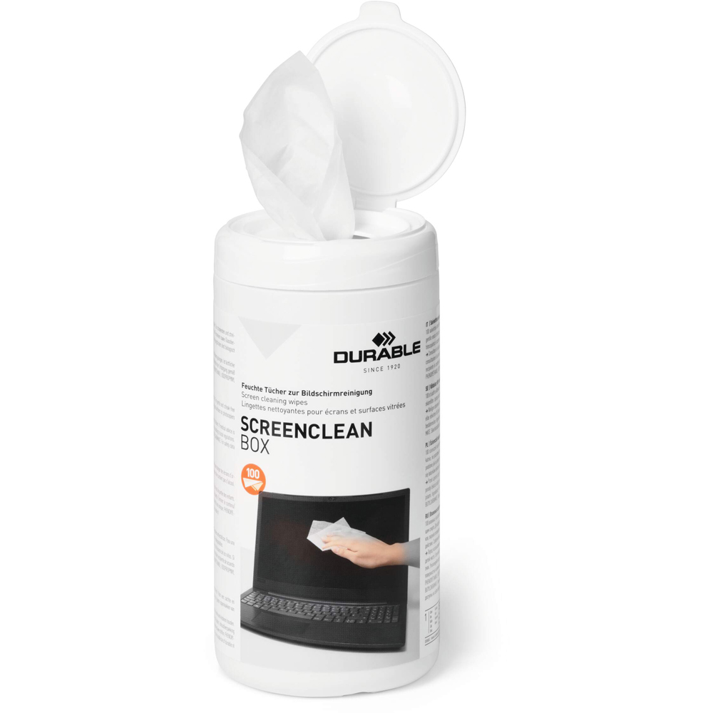 Durable Screenclean Streak-Free Biodegradable Screen Cleaning Wipes 100 Pack Image 3