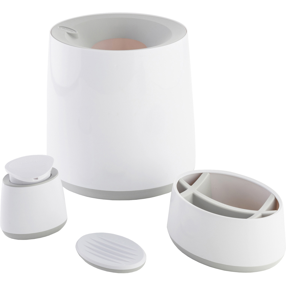 Minky White and Grey Bathroom Accessory Set 4 Pack Image 4