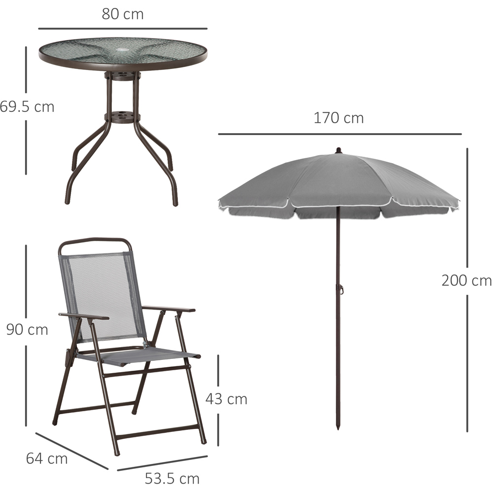 Outsunny 4 Seater Grey Garden Dining Set with Umbrella Image 8