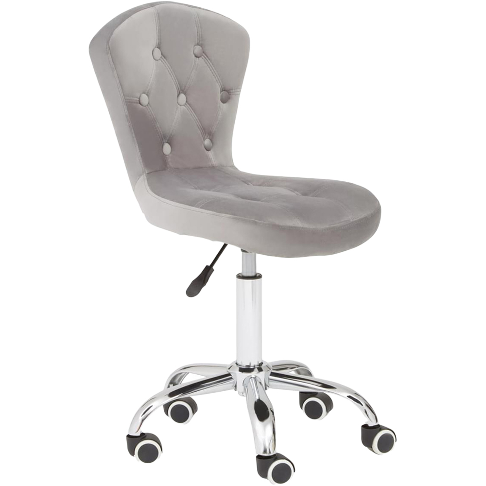 Premier Housewares Grey Velvet Buttoned Home Office Chair Image 2
