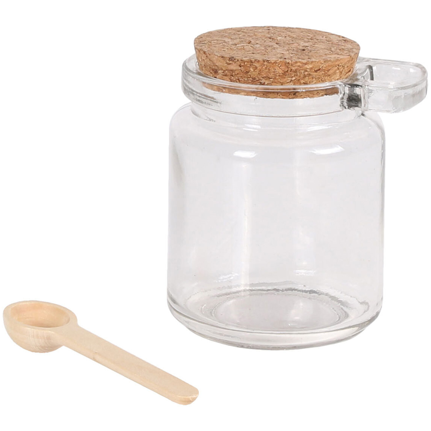 Cork Top Clear Storage Jar with Spoon Image 1