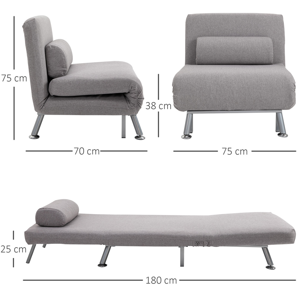 Portland Single Sleeper Grey Foldable Sofa Bed Image 7