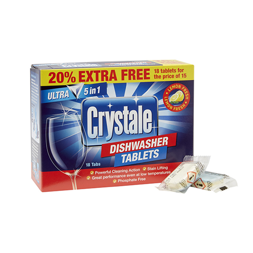 Crystale 5-in-1 Ultra Lemon Fresh Dishwasher Tablets 18 Washes Image 3