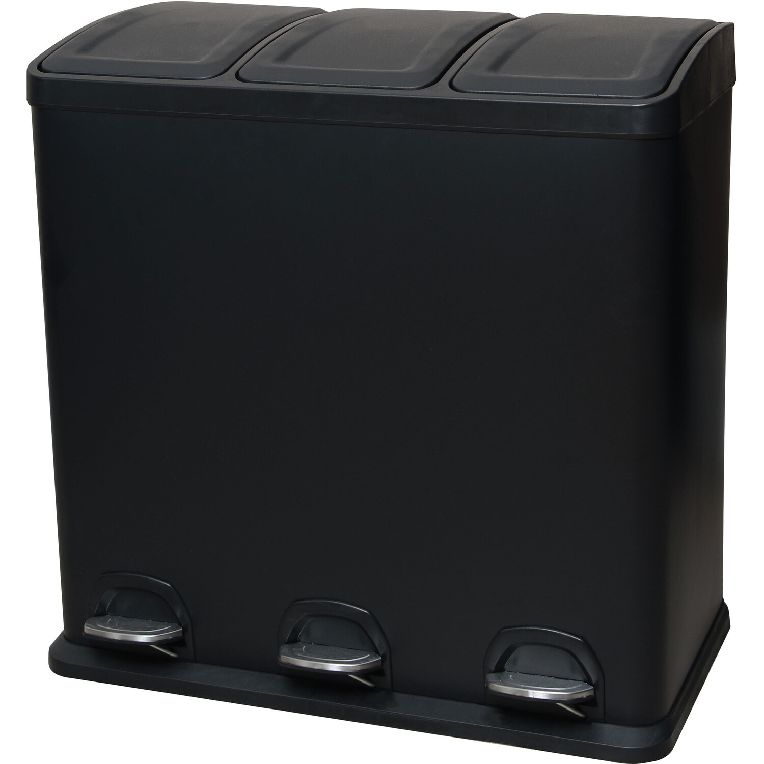 Black Three Compartment Recycle Bin 60L Image 1