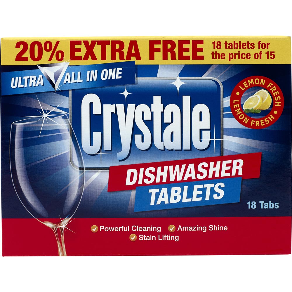Crystale 5-in-1 Ultra Lemon Fresh Dishwasher Tablets 18 Washes Image 2