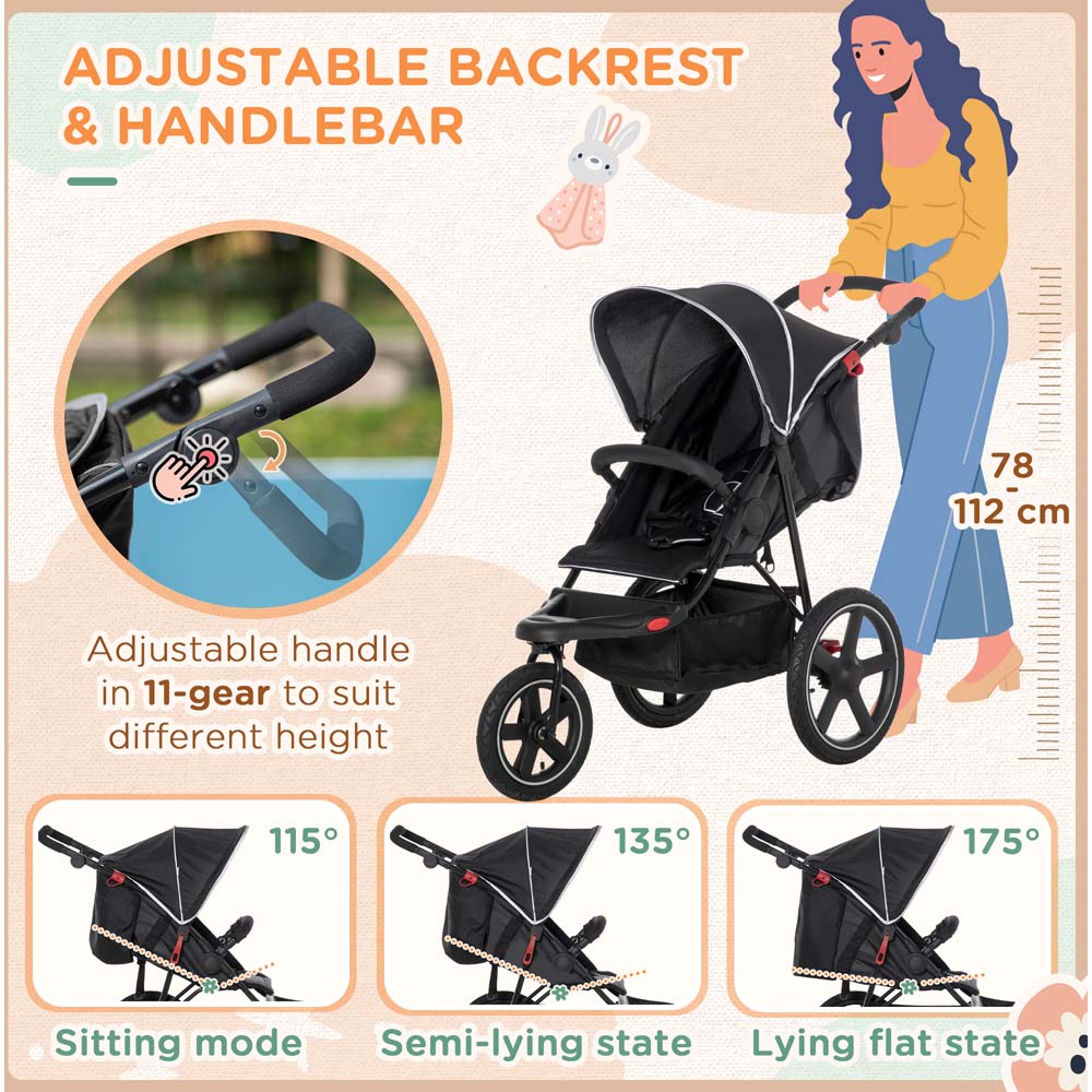 Portland Black Three Wheeler Baby Stroller Image 5