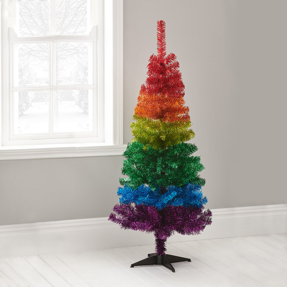 Wilko 5ft Slim Multicoloured Rainbow Christmas Tree Image 6