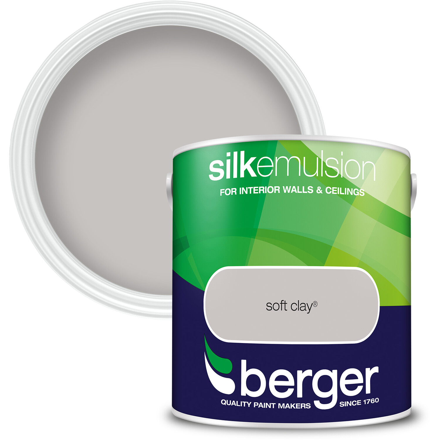 Berger Walls & Ceilings Soft Clay Silk Emulsion Paint 2.5L Image 1