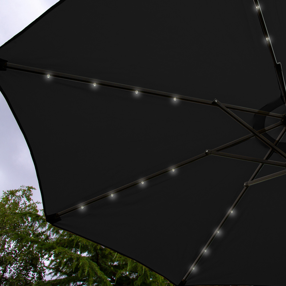 Monster Shop Black Tilt Design LED Parasol 2.4m Image 3