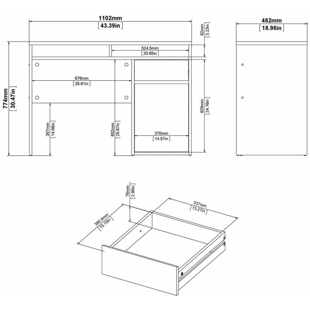 Florence Function Plus Single Door Single Drawer Desk Jackson Hickory Oak Image 9