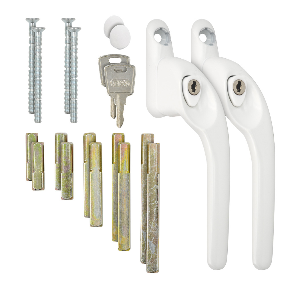 Versa White Lockable Right Hand Cranked Window Handle with 5 Precut Spindles 2 Pack Image 1