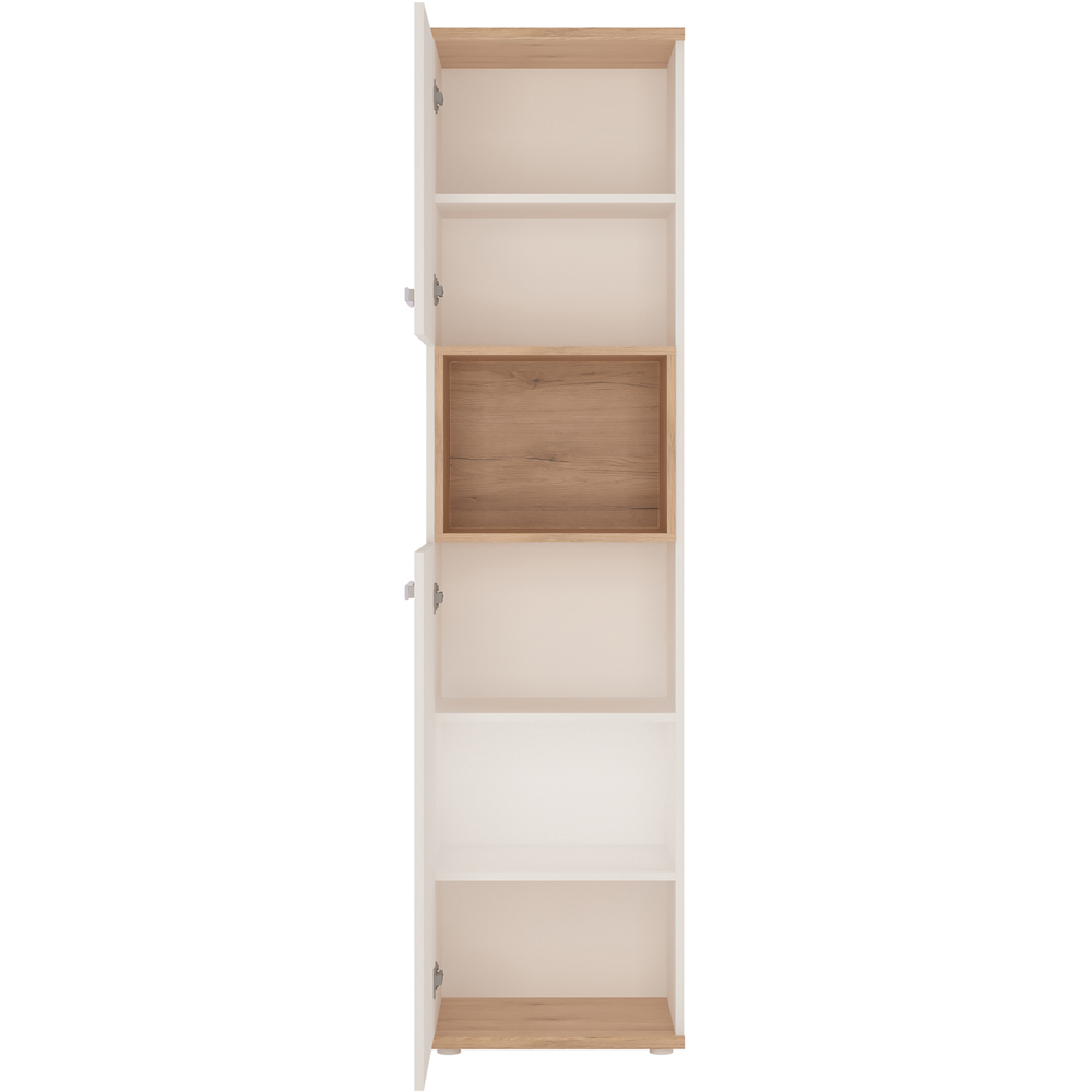 Florence 4KIDS 2 Door Oak and White Tall Cabinet with Opalino Handles Image 3