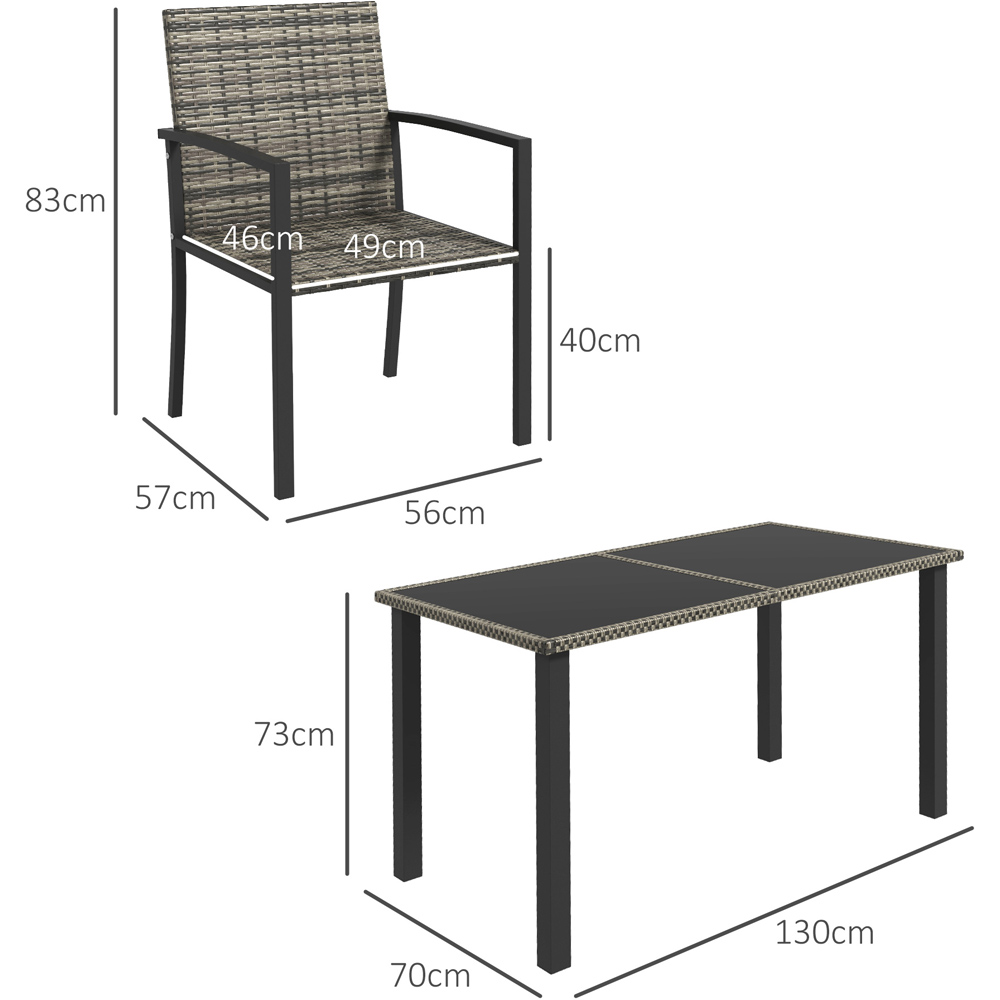 Outsunny Rattan 4 Seater Dining Set Mixed Grey Image 7