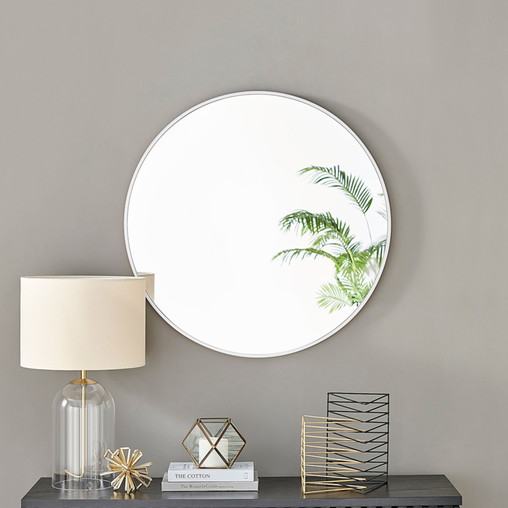 Furniturebox Emma Round White Frame Wall Mirror 80cm Image 6