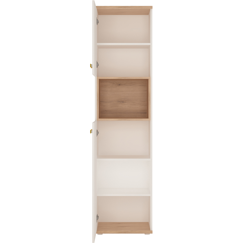 Florence 4KIDS 2 Door Oak and White Tall Cabinet with Orange Handles Image 3